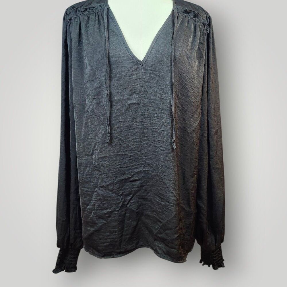 Autres Filles Women's Sz XL Long Sleeve‎ Top Black Henley Long Sleeves Whimsgoth